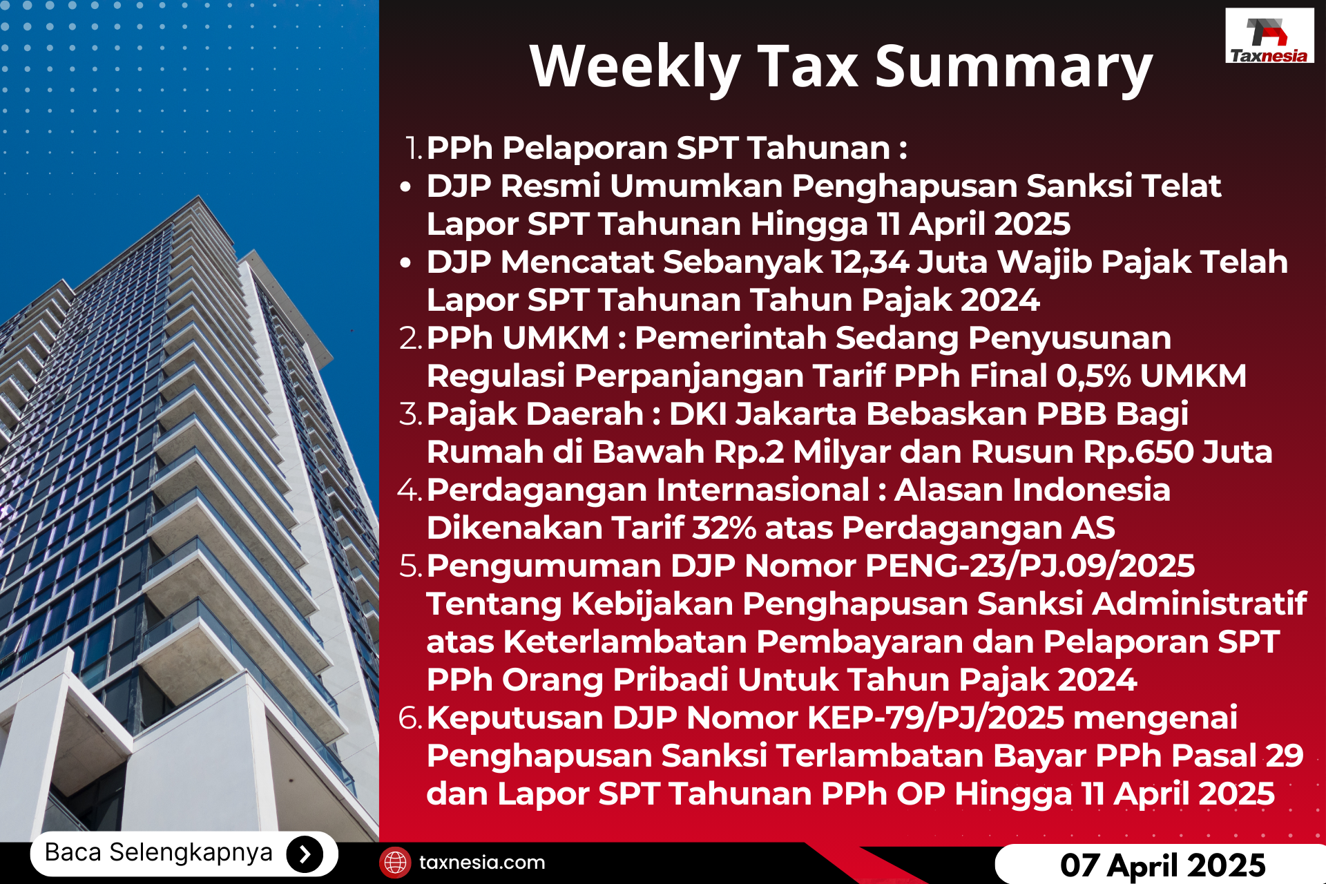 Weekly Tax Summary – 07 Apr 2025 : PPh Pelaporan SPT Tahunan ...